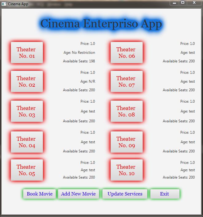 Cinema Enterprise app developed in JavaFX | Free Source Code | Java Project with source code